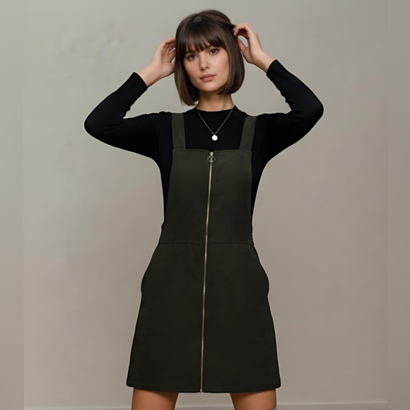 Zip Up Corduroy Overall Dress Green - Picture 5 of 7